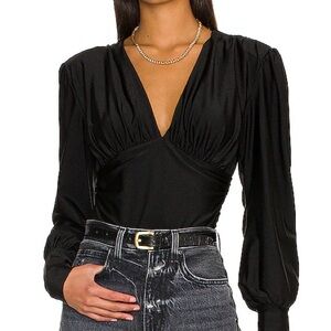AFRM Black V-Neck Blouse